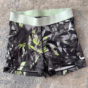 Nike pro spandex shorts. Green, gray and black.